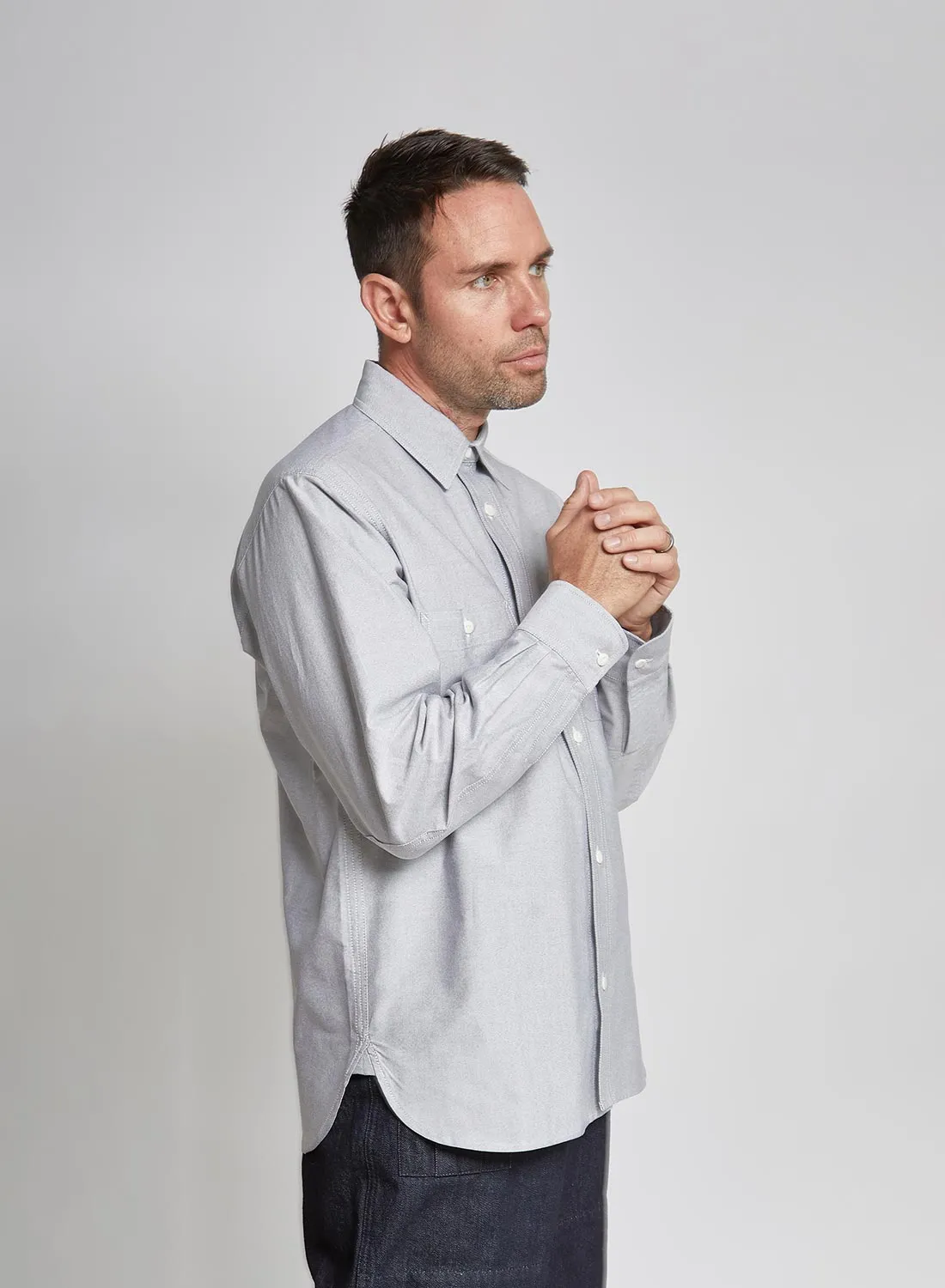 Utility Oxford Work Shirt in Grey sold by Nigel Cabourn product image thumbnail 3
