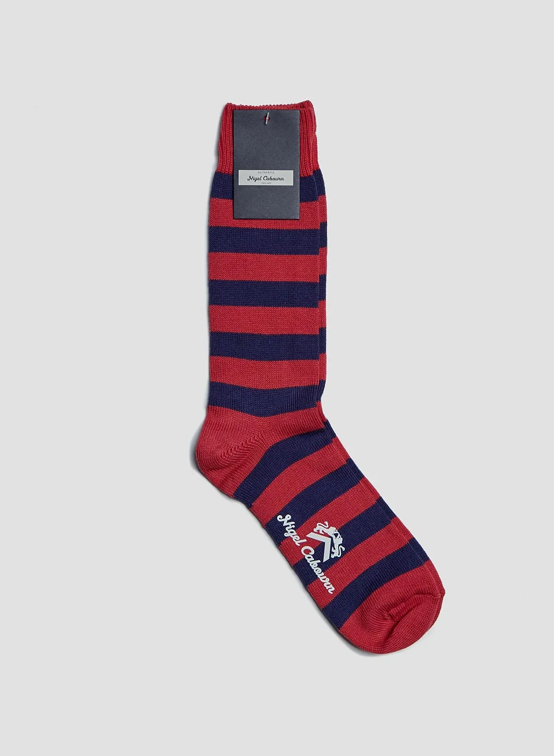 Cotton Stripe Socks in Blue/Red sold by Nigel Cabourn