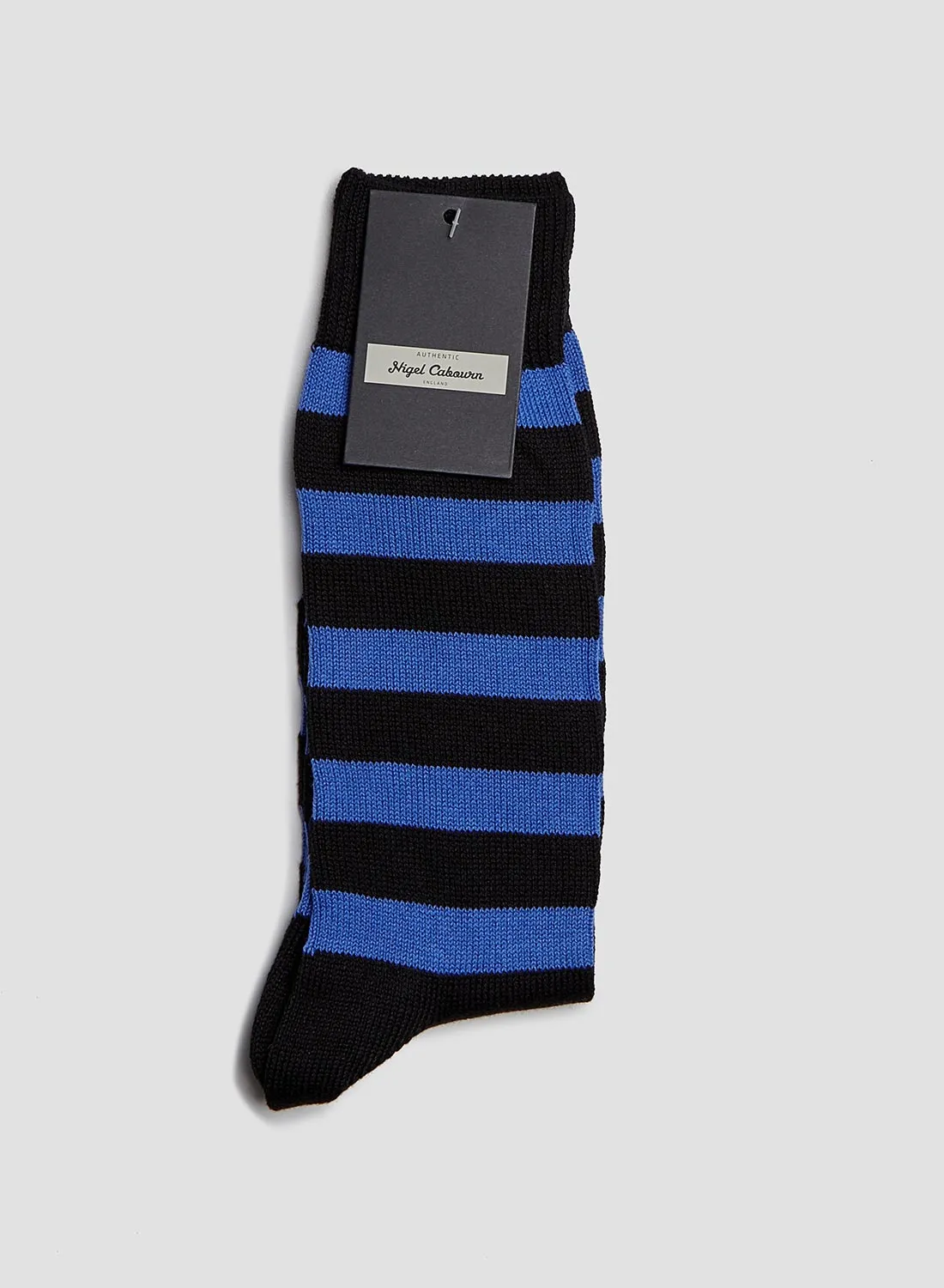 Cotton Stripe Socks in Blue/Black sold by Nigel Cabourn product image thumbnail 3