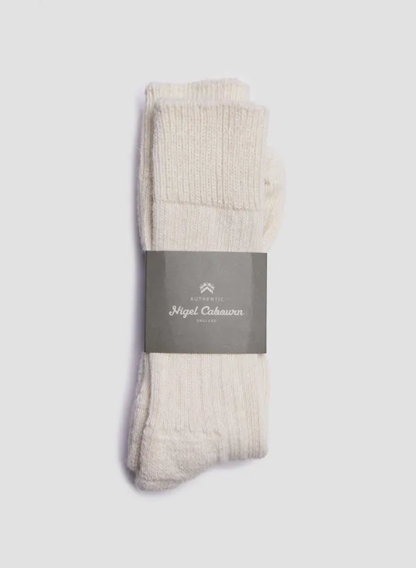 Alpaca Wool Sock in Cream sold by Nigel Cabourn