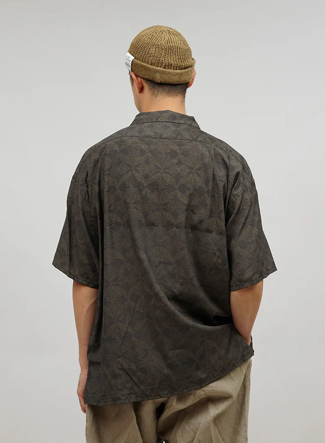 Open Collar Shirt Gujarat Print in Grey sold by Nigel Cabourn product image thumbnail 3