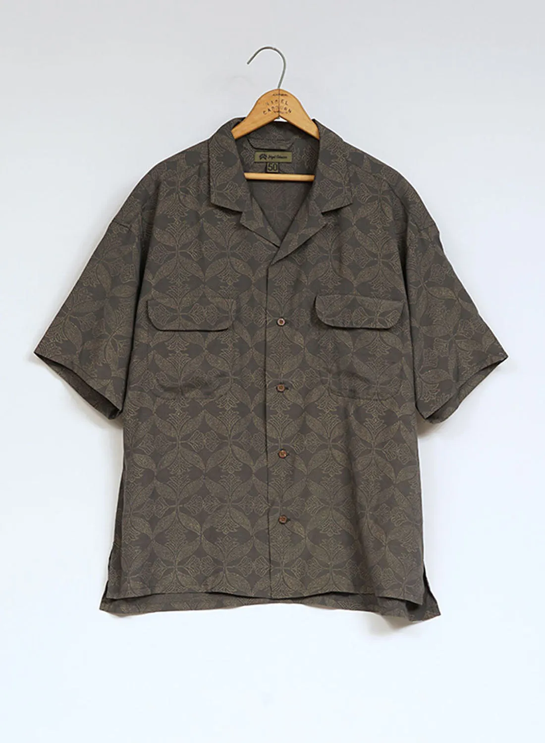 Open Collar Shirt Gujarat Print in Grey sold by Nigel Cabourn