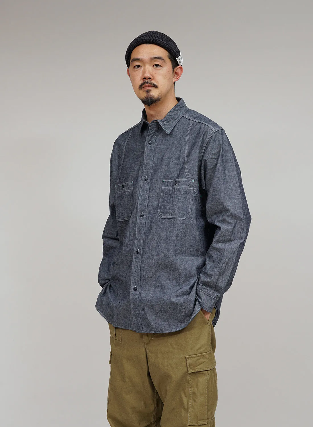 New Medical Shirt in Indigo sold by Nigel Cabourn product image thumbnail 2