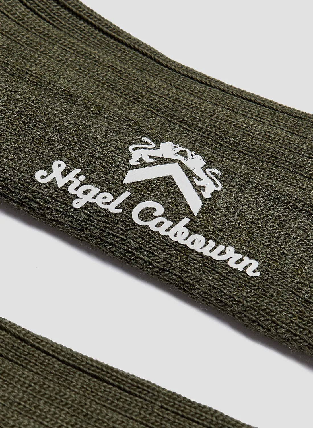 Wool Cushion Sole Crew Sock in Olive sold by Nigel Cabourn product image thumbnail 3