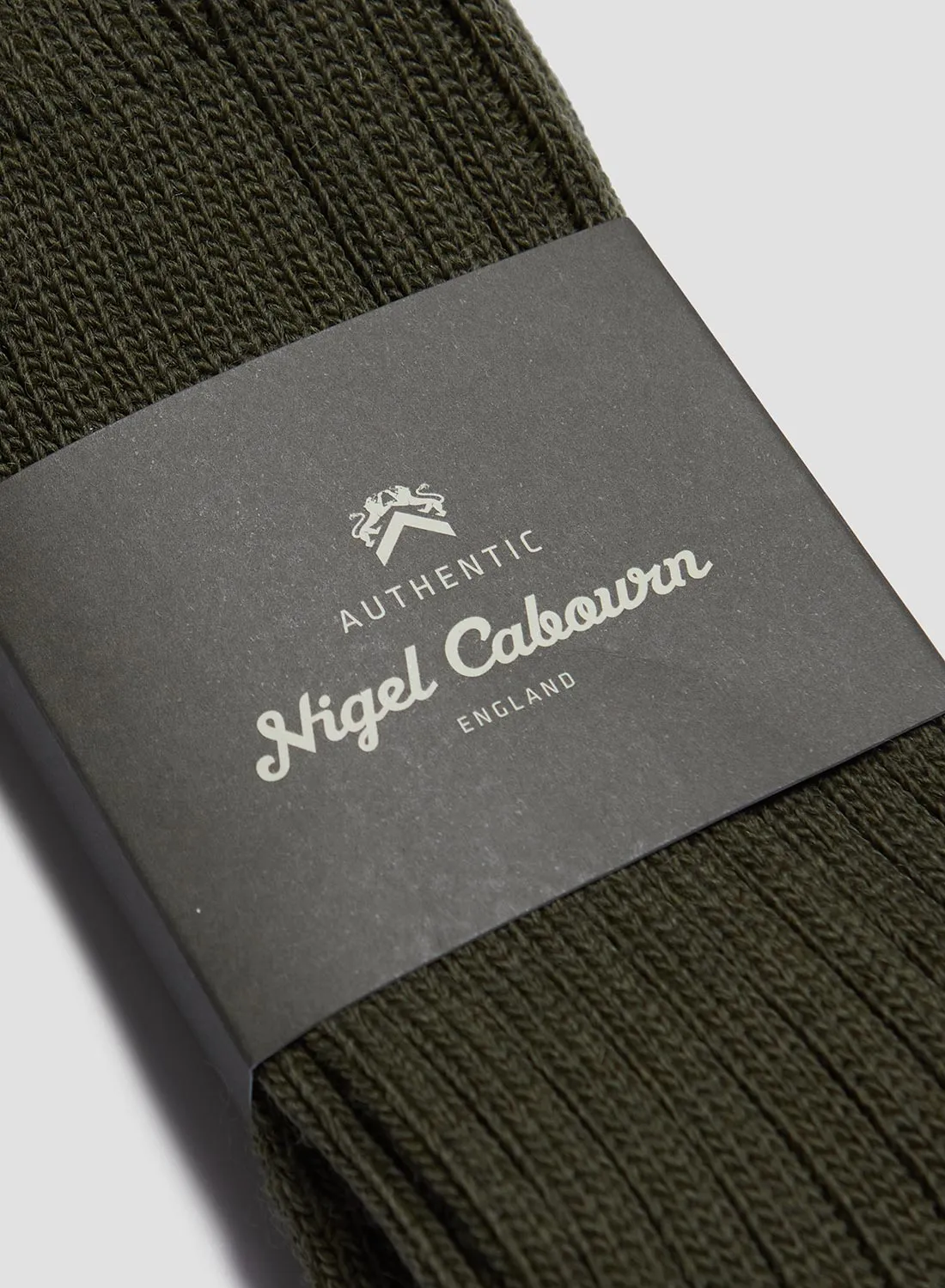 Wool Cushion Sole Crew Sock in Olive sold by Nigel Cabourn product image thumbnail 4