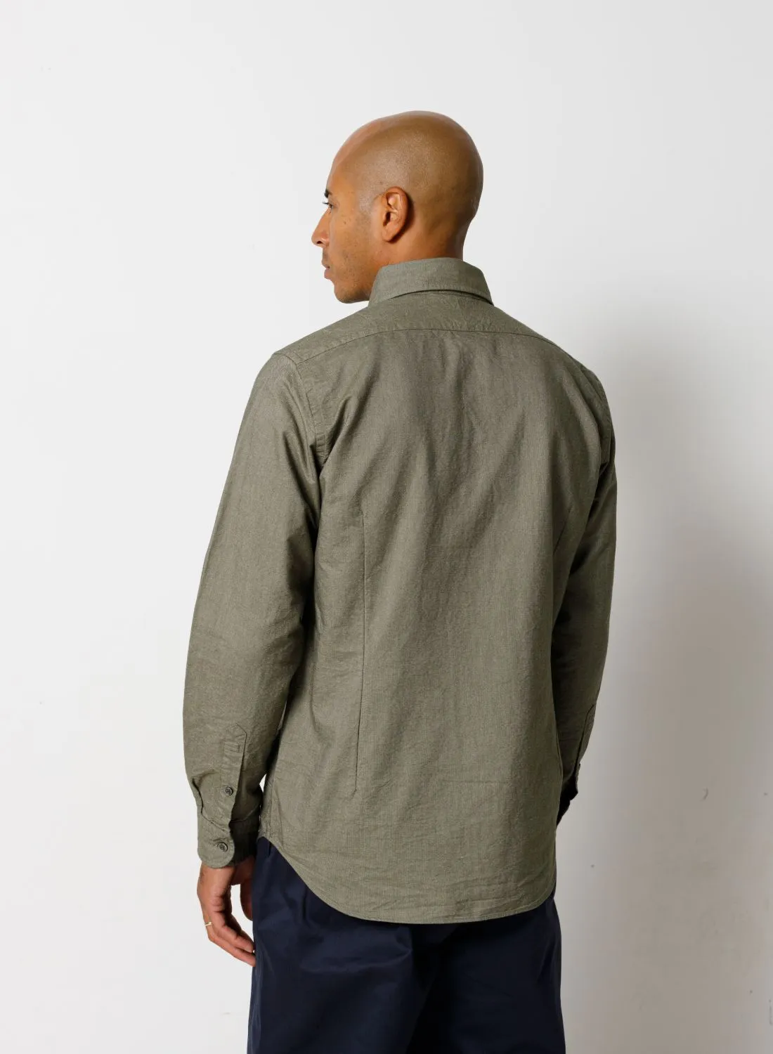 British Officers Shirt in Dark Green sold by Nigel Cabourn product image thumbnail 3