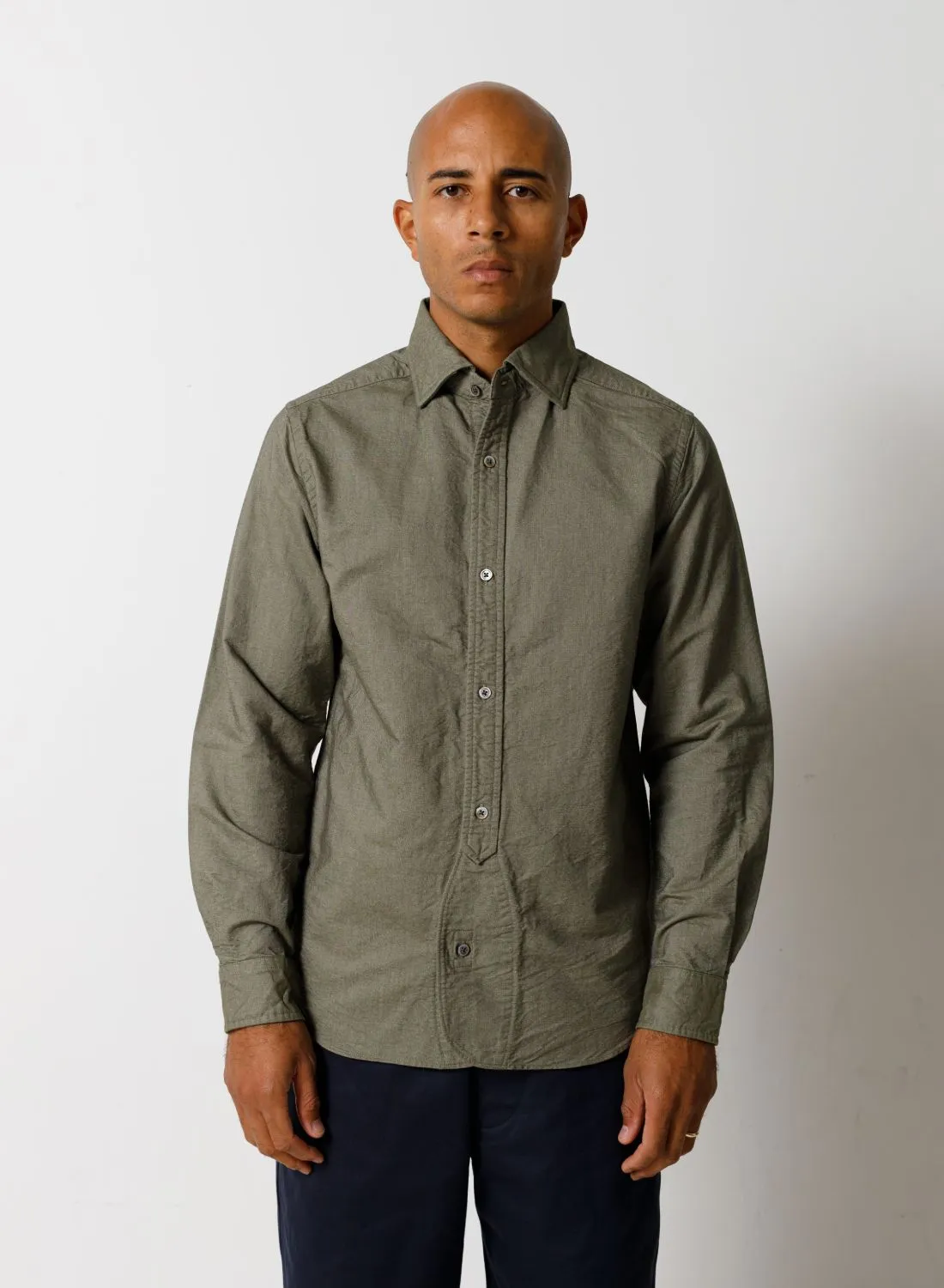 British Officers Shirt in Dark Green sold by Nigel Cabourn product image thumbnail 2