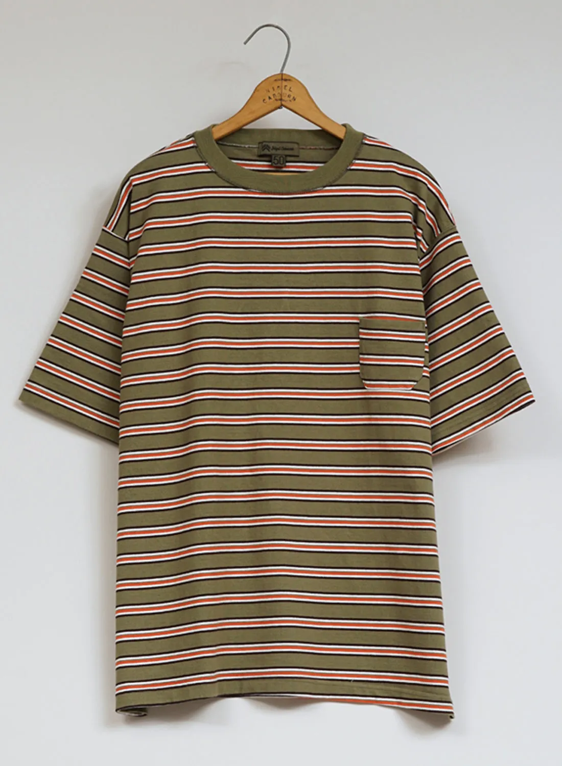 9.5oz Border Half Sleeve T-Shirt in Green sold by Nigel Cabourn