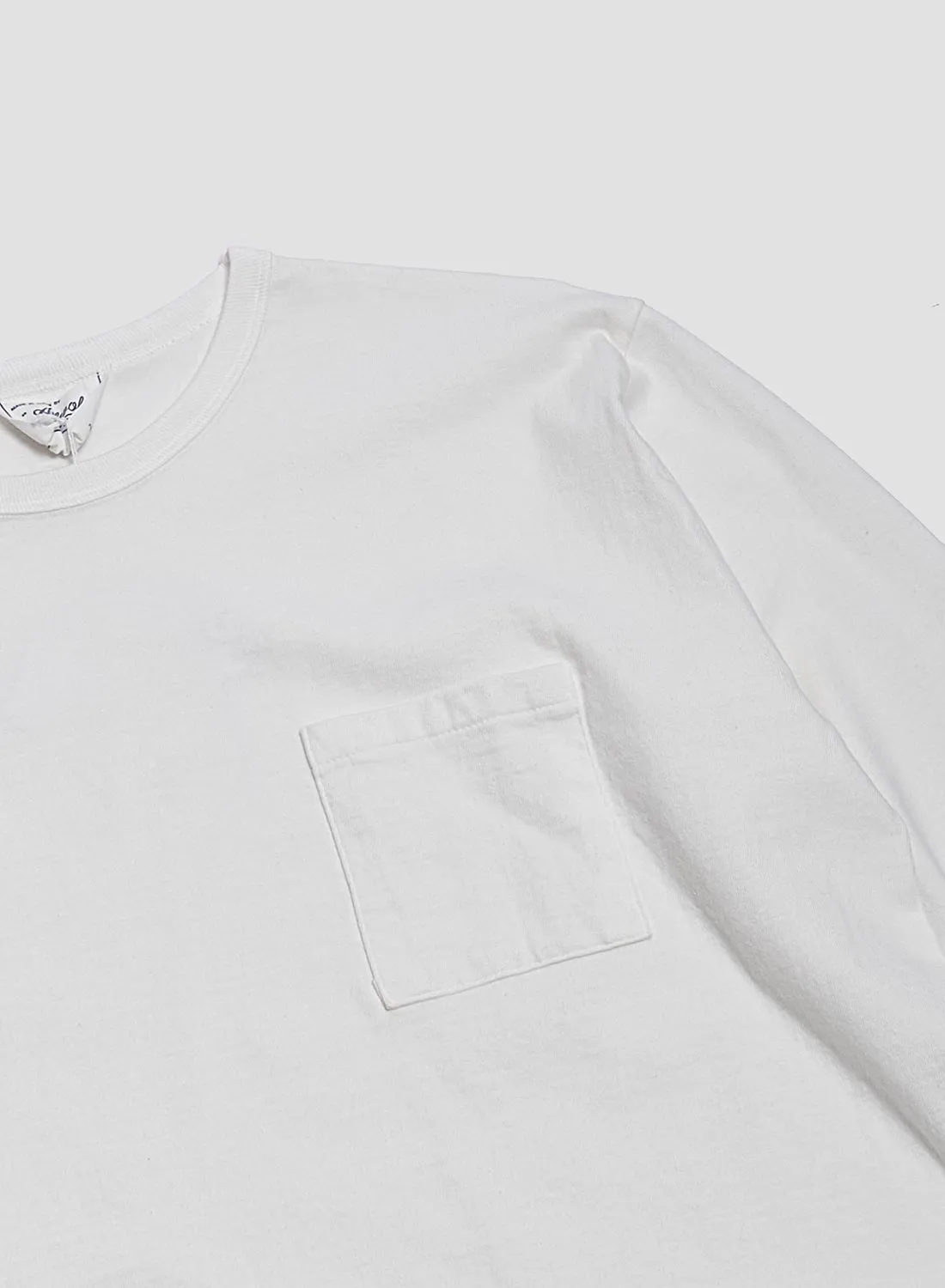 Allevol Heavy Duty Crew Neck Pocket Long Sleeve T-Shirt in White sold by Nigel Cabourn product image thumbnail 2