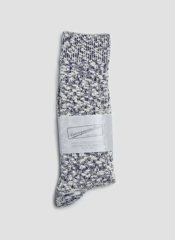 Anonymous Ism Lightweight Slub Crew Sock in Navy sold by Nigel Cabourn