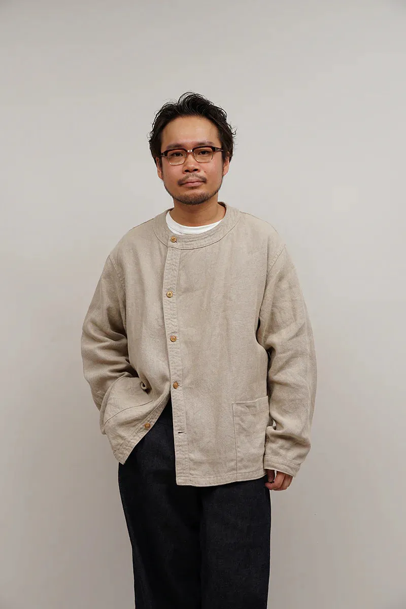 French Work Jacket Linen Pin Oxford in Ivory sold by Nigel Cabourn product image thumbnail 3