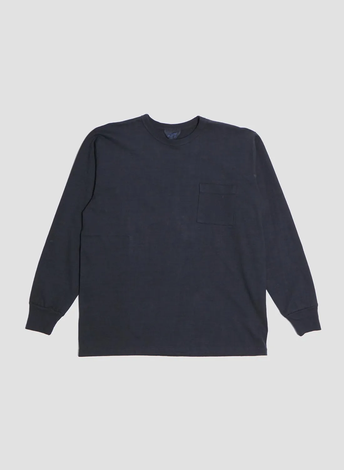 Allevol Heavy Duty Crew Neck Pocket Long Sleeve T-Shirt in Black sold by Nigel Cabourn