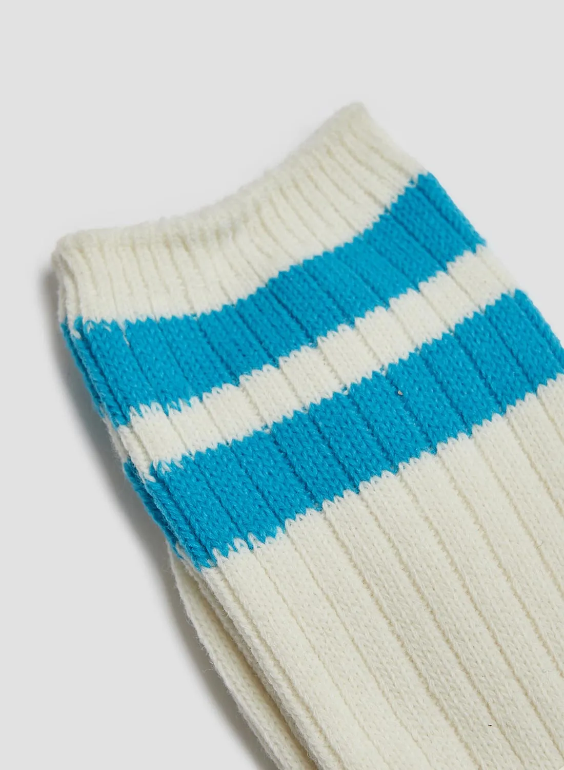 Anonymous Ism Wool Cashmere Neon Stripes Crew Sock in Off White sold by Nigel Cabourn product image thumbnail 2