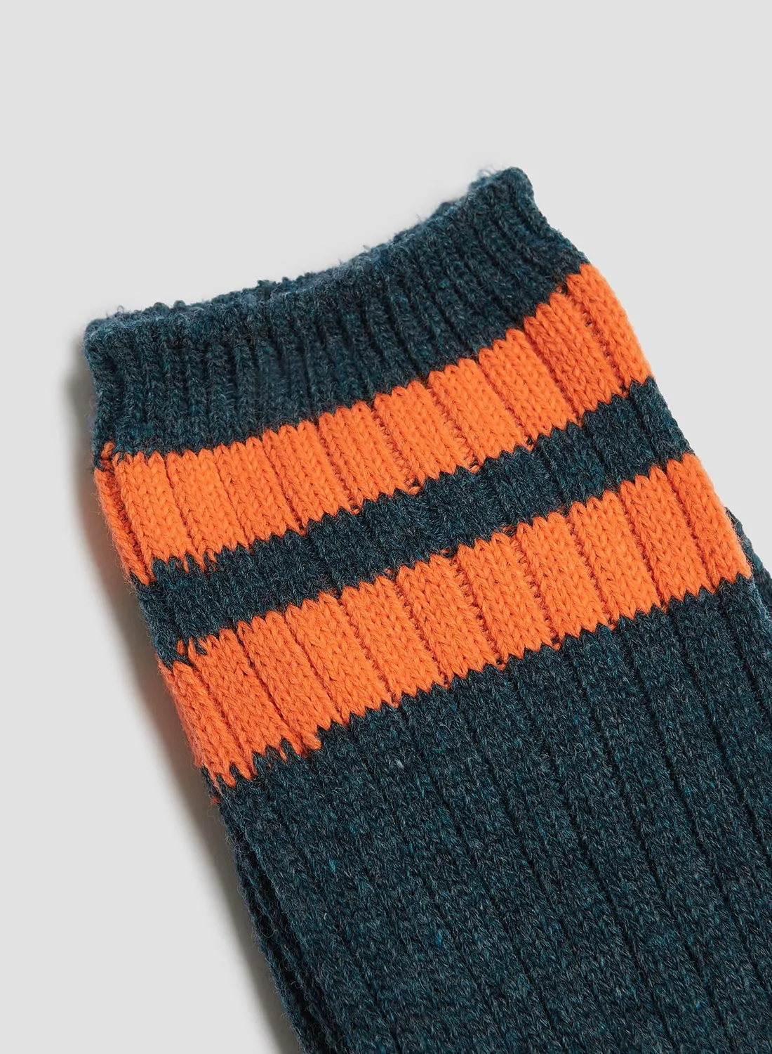 Anonymous Ism Wool Cashmere Neon Stripes Crew Sock in Ink Blue sold by Nigel Cabourn product image thumbnail 2