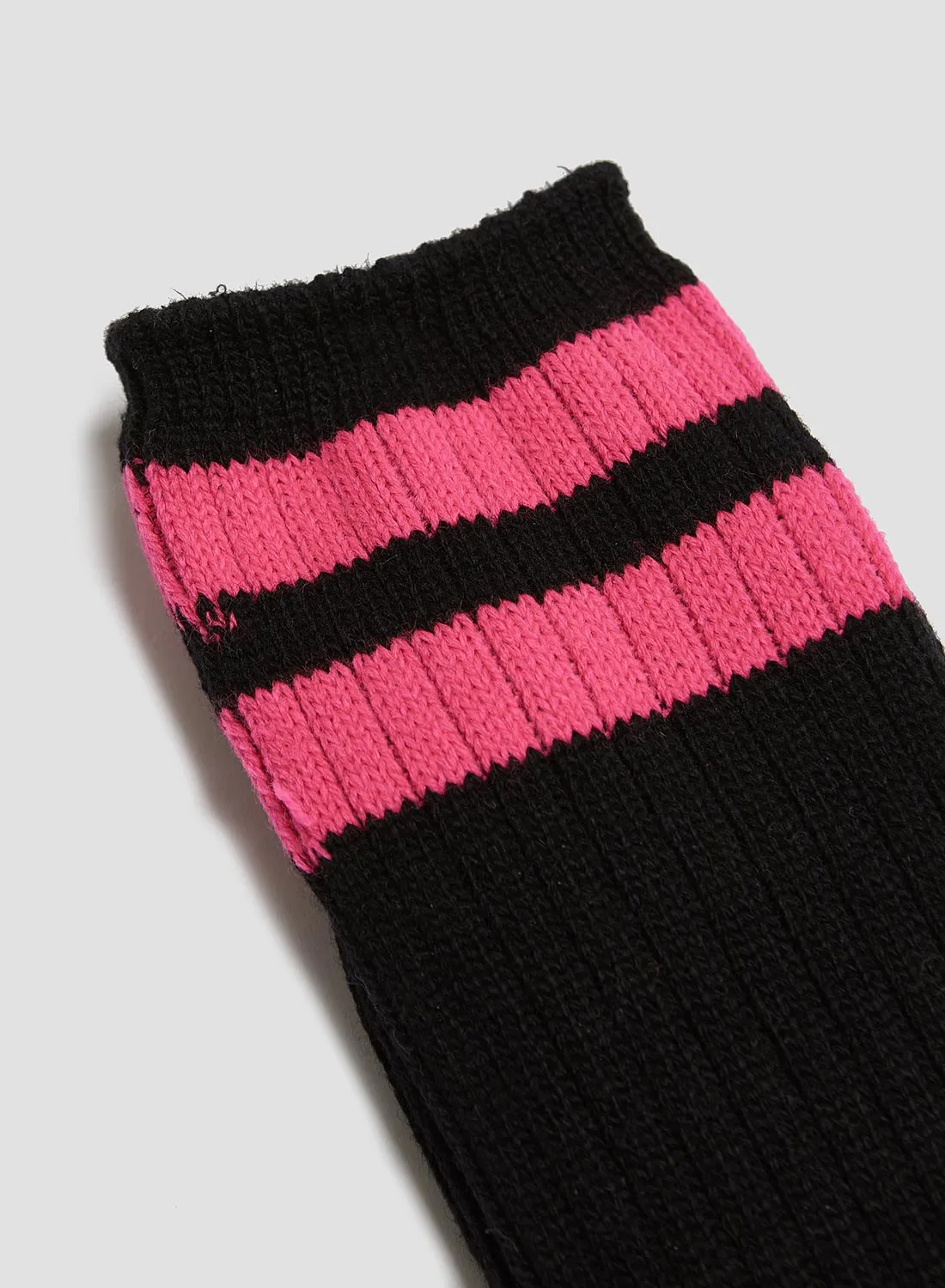 Anonymous Ism Wool Cashmere Neon Stripes Crew Sock in Black sold by Nigel Cabourn product image thumbnail 2