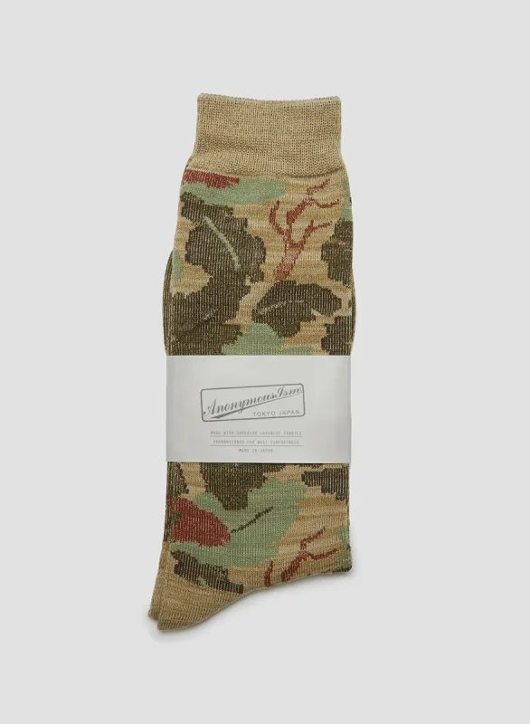 Anonymous Ism Camo Crew Sock in Khaki sold by Nigel Cabourn