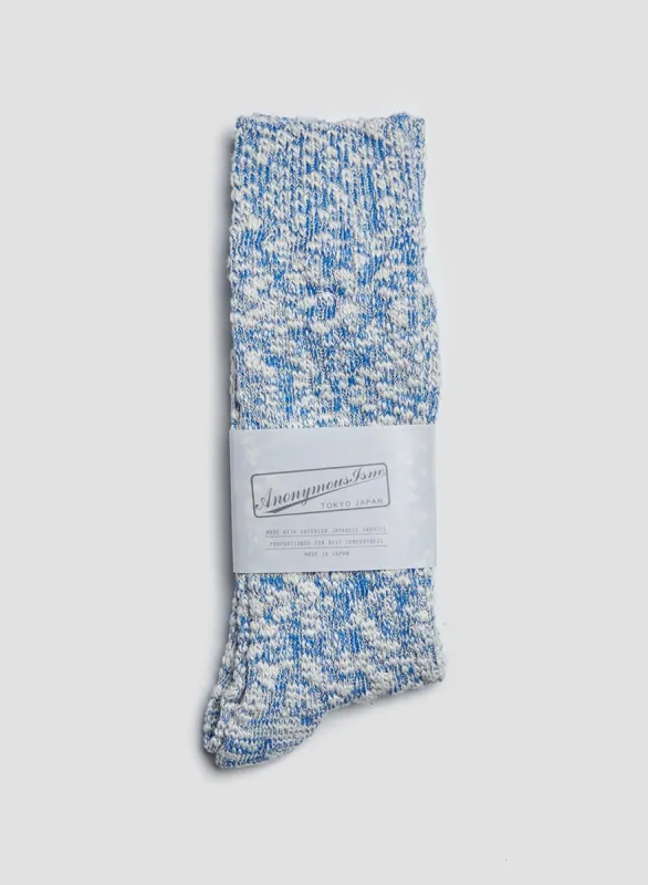 Anonymous Ism Lightweight Slub Crew Sock in Blue sold by Nigel Cabourn