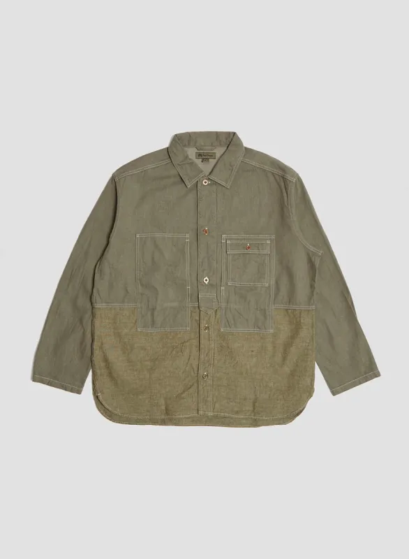 Utility Shirt Type 2 10oz Denim in Green sold by Nigel Cabourn