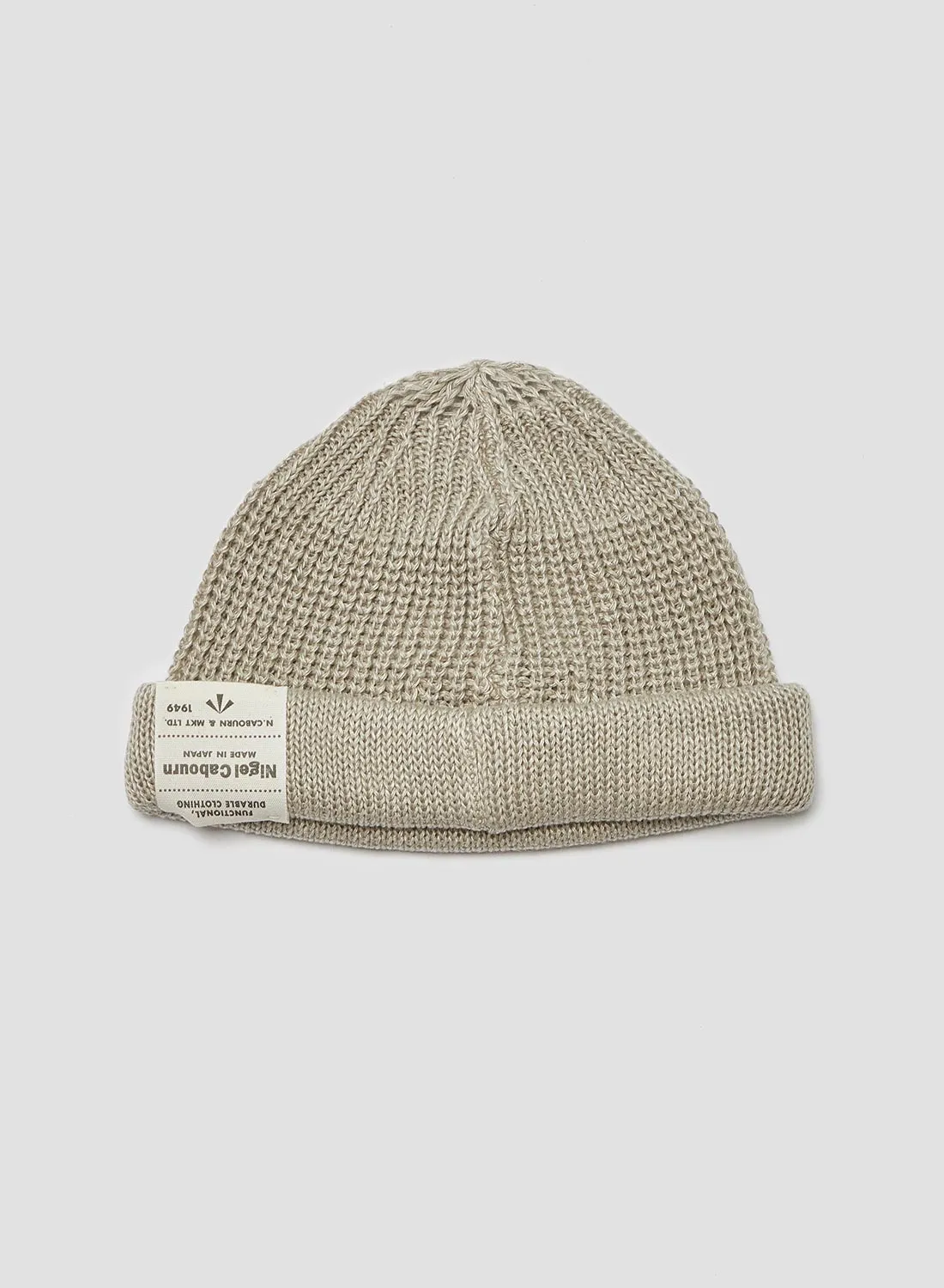 Linen Beanie in Ivory sold by Nigel Cabourn