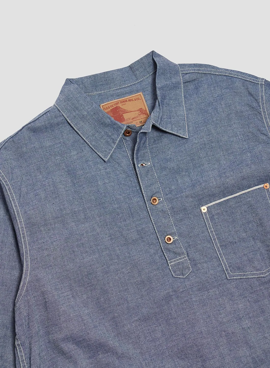 FOB Factory Chambray Pullover Shirt sold by Nigel Cabourn product image thumbnail 2