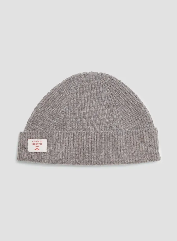 Lambswool Beanie in Vole Grey sold by Nigel Cabourn