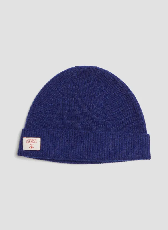 Lambswool Beanie in Cobalt Blue sold by Nigel Cabourn