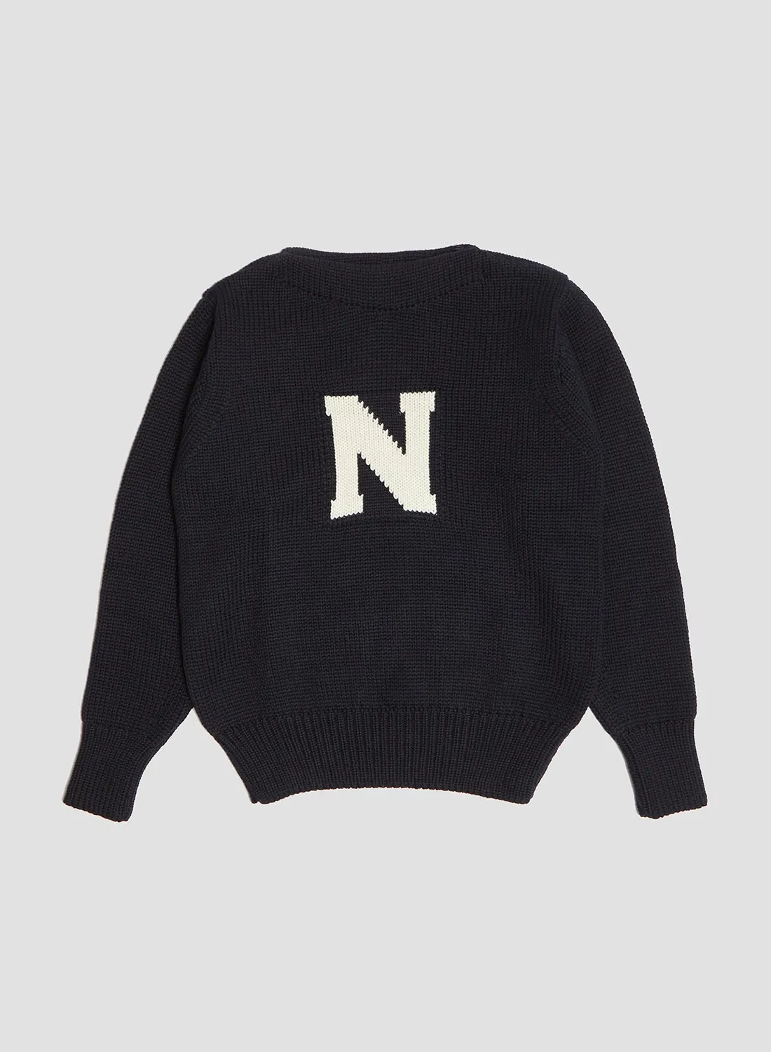 Nigel Cabourn x Sunspel English Wide Neck Merino Jumper in Navy sold by Nigel Cabourn
