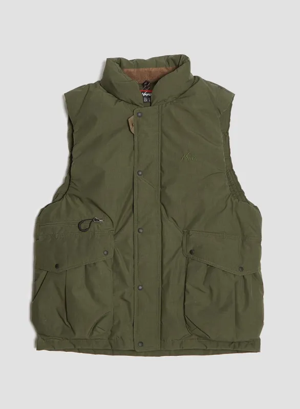 Nanga Hinoc Down Vest in Khaki sold by Nigel Cabourn