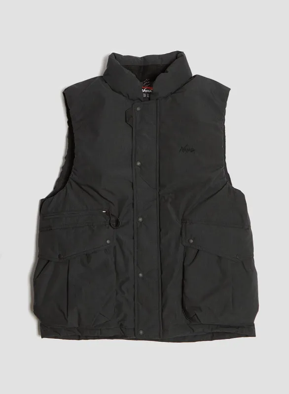 Nanga Hinoc Down Vest in Charcoal made by Nigel Cabourn