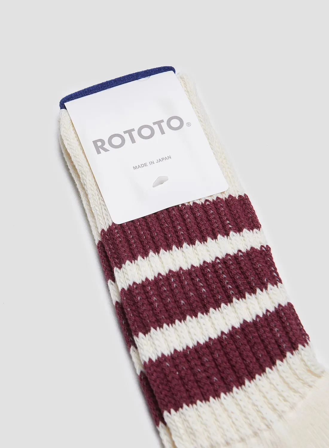 Rototo Coarse Ribbed Oldschool Crew Sock in Bordeaux sold by Nigel Cabourn product image thumbnail 2