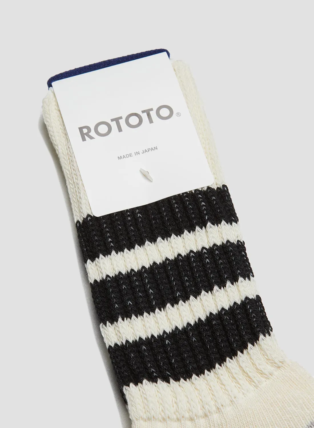 Rototo Coarse Ribbed Oldschool Crew Sock in Black sold by Nigel Cabourn product image thumbnail 2