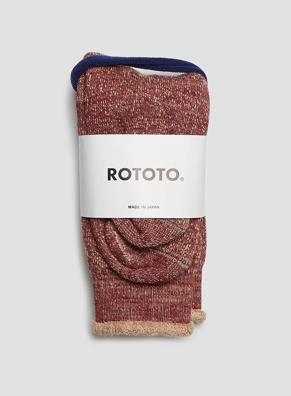 Rototo Double Face Crew Sock in Dark Red/Brown sold by Nigel Cabourn