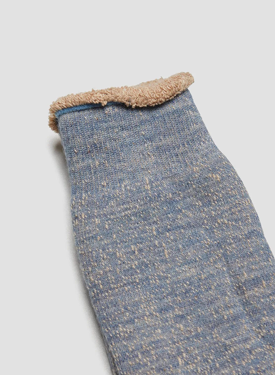 Rototo Double Face Crew Sock in Blue/Brown sold by Nigel Cabourn product image thumbnail 2