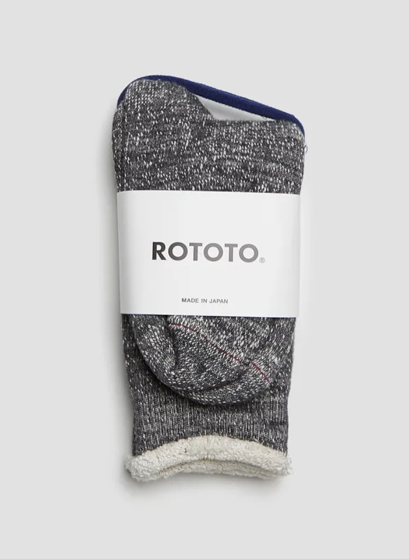 Rototo Double Face Crew Sock in Charcoal sold by Nigel Cabourn