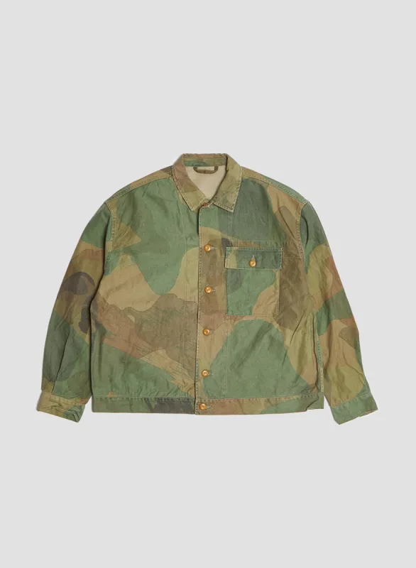French Work Short Jacket Fade Camo in Green sold by Nigel Cabourn