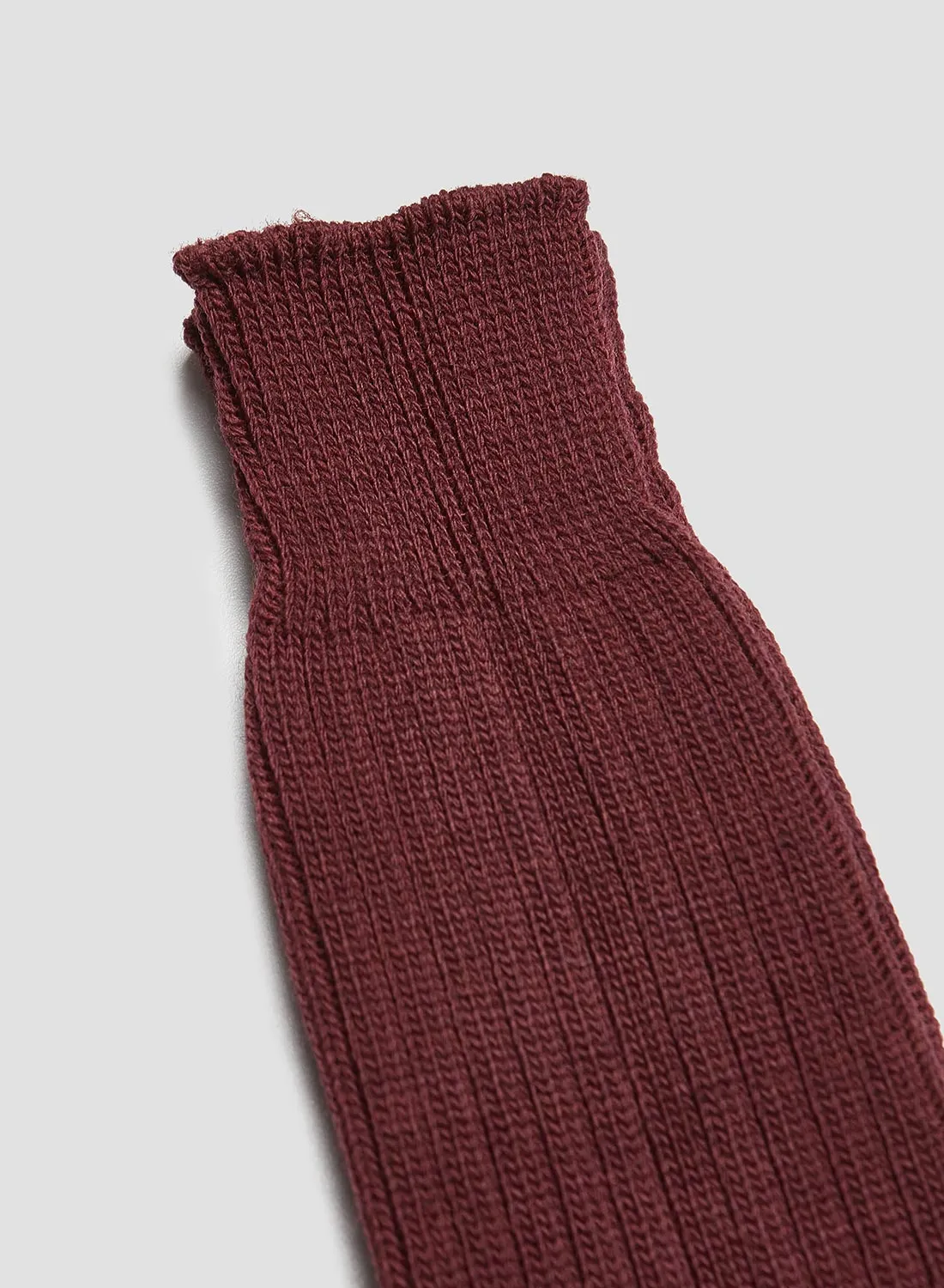 Ribbed Wool Crew Sock in Burgundy sold by Nigel Cabourn product image thumbnail 2