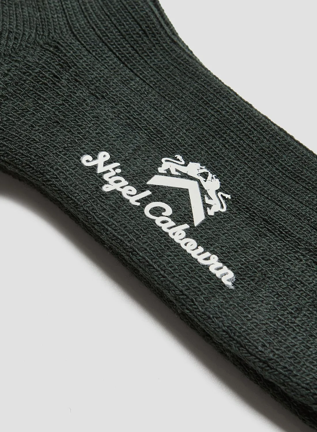 Ribbed Wool Crew Sock in Bottle Green sold by Nigel Cabourn product image thumbnail 3