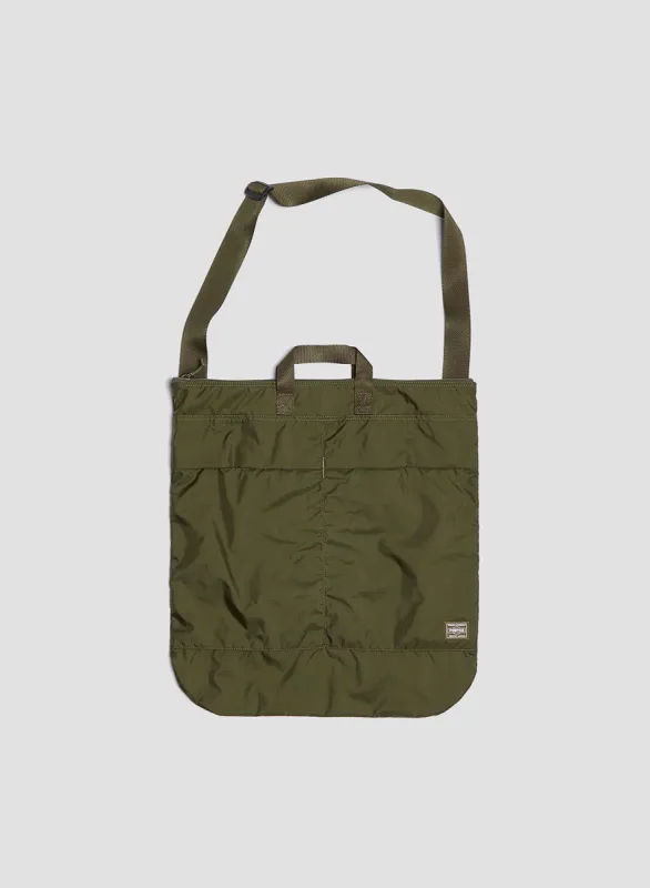 Porter-Yoshida & Co Flex 2Way Helmet Bag in Olive Drab sold by Nigel Cabourn