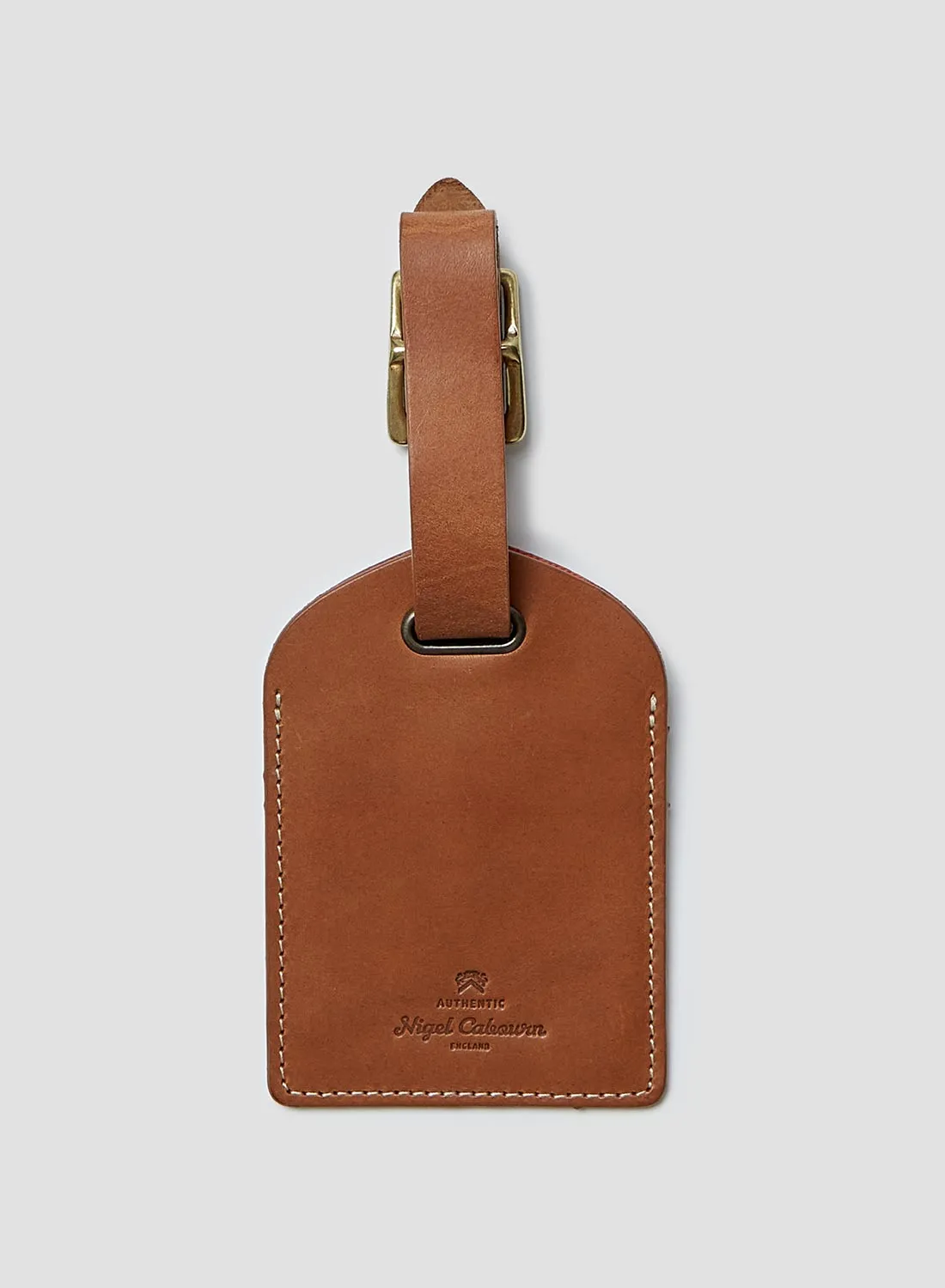 Leather Luggage Tag in Tan sold by Nigel Cabourn