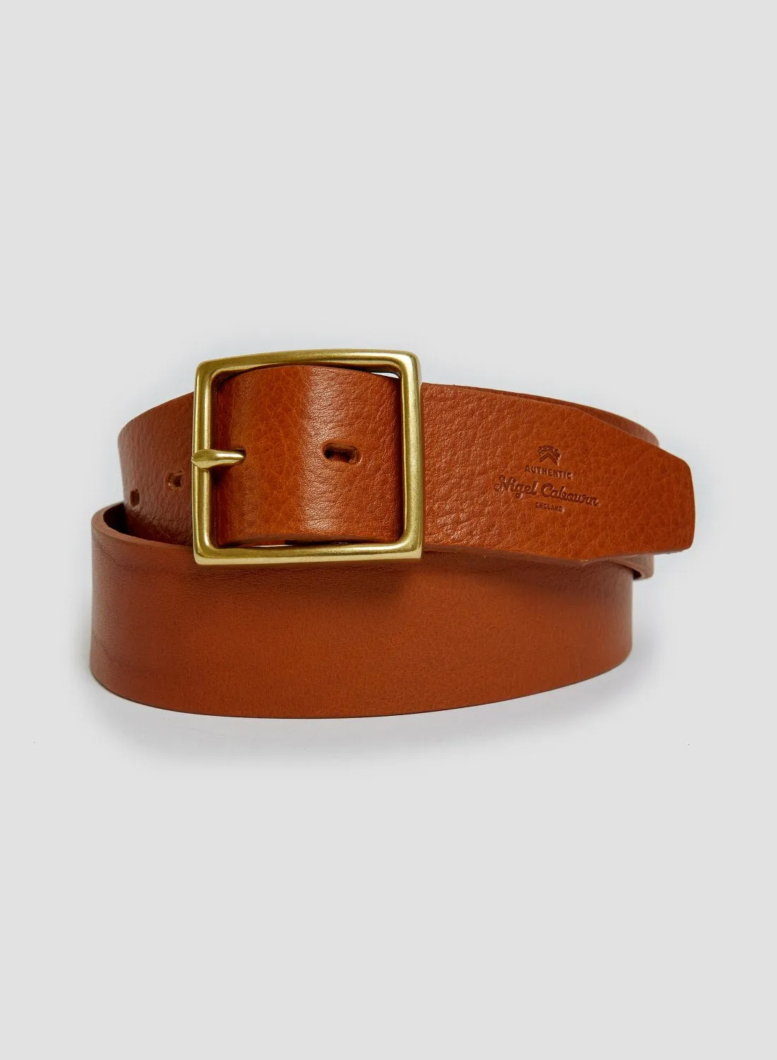 Window Buckle Belt In Tan Leather sold by Nigel Cabourn