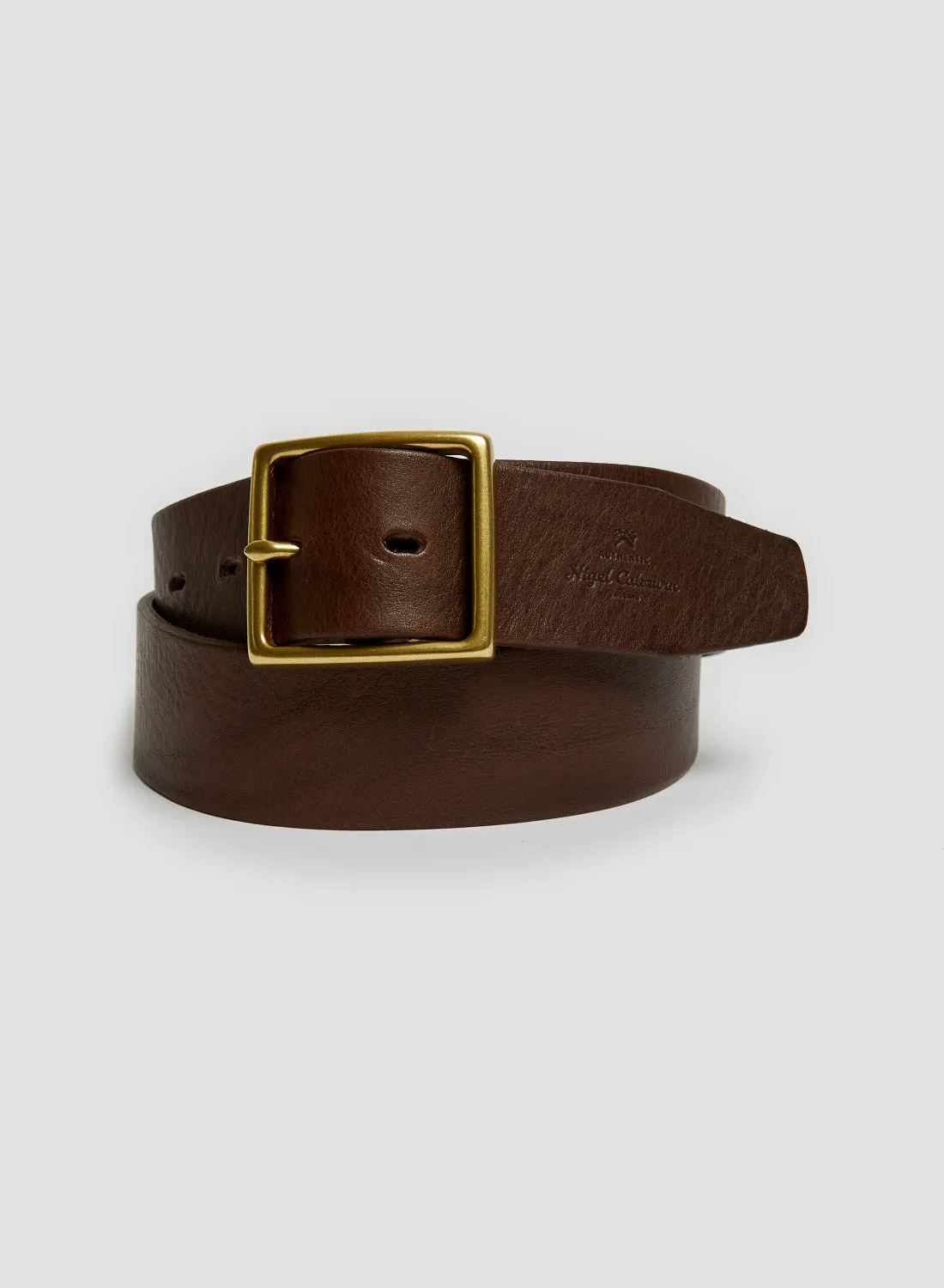 Window Buckle Belt In Brown Leather sold by Nigel Cabourn