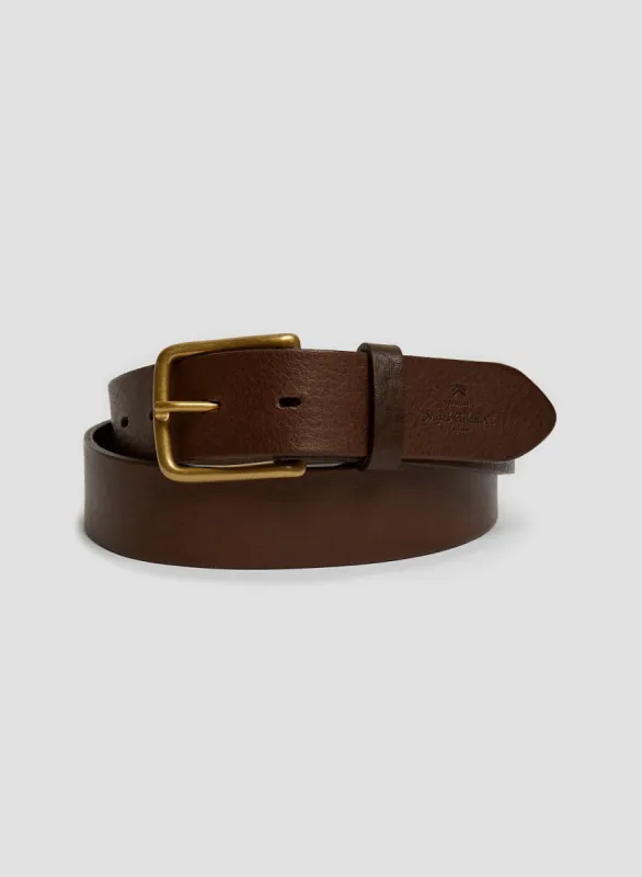 Stud Detail Belt In Brown Leather sold by Nigel Cabourn