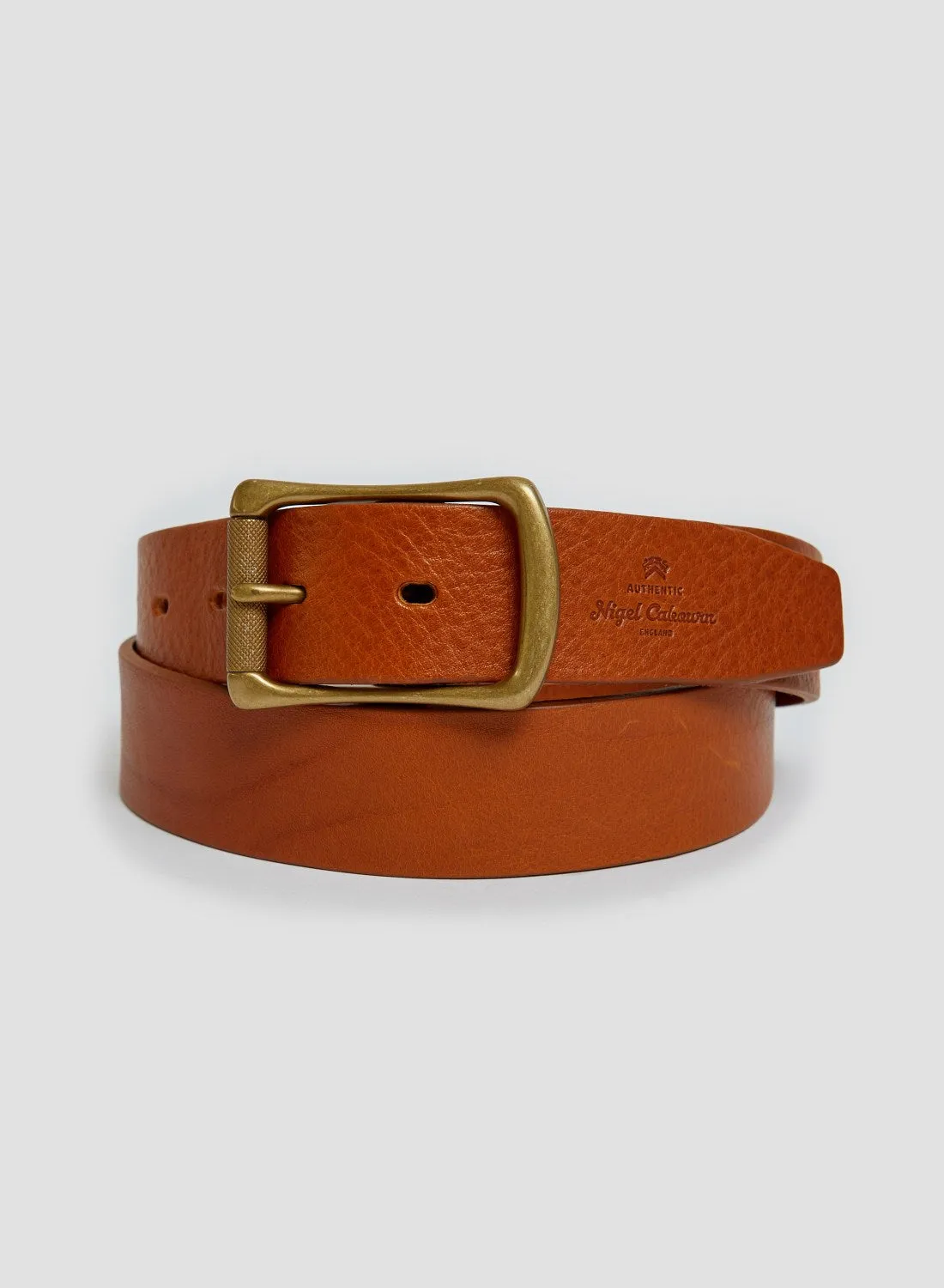 Military Roller Buckle Belt In Tan Leather sold by Nigel Cabourn