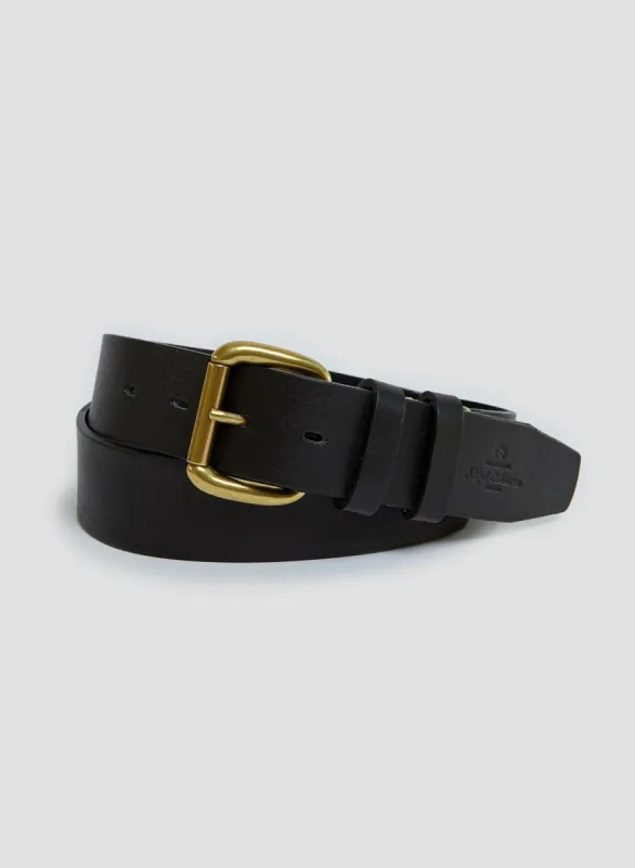 Double Keeper Belt in Black Leather sold by Nigel Cabourn