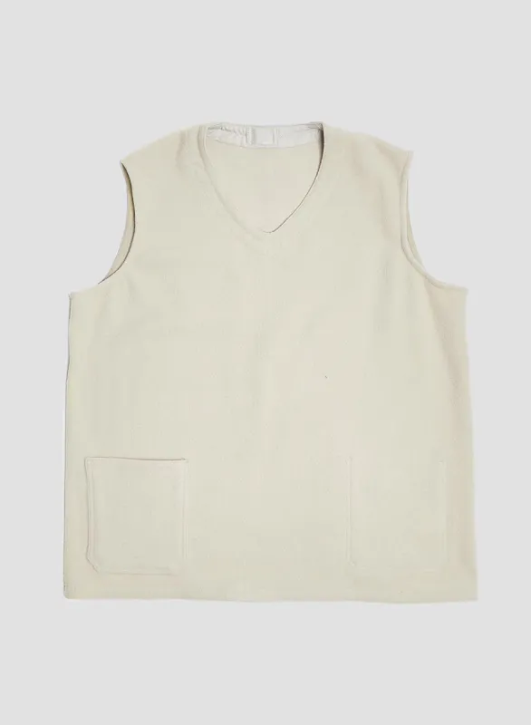 French Work Short Vest in Ivory sold by Nigel Cabourn