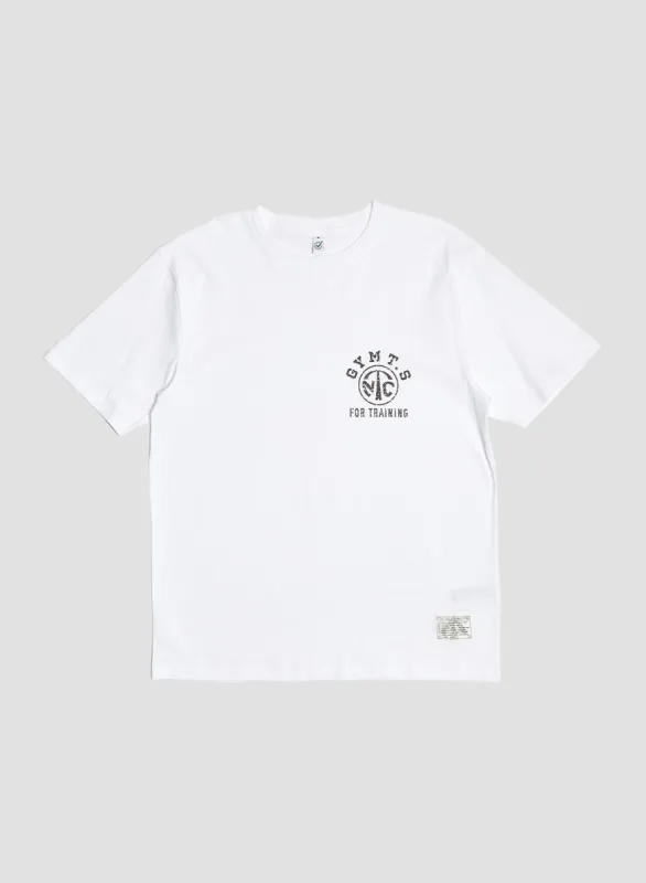Gym Stencil Tee in White sold by Nigel Cabourn
