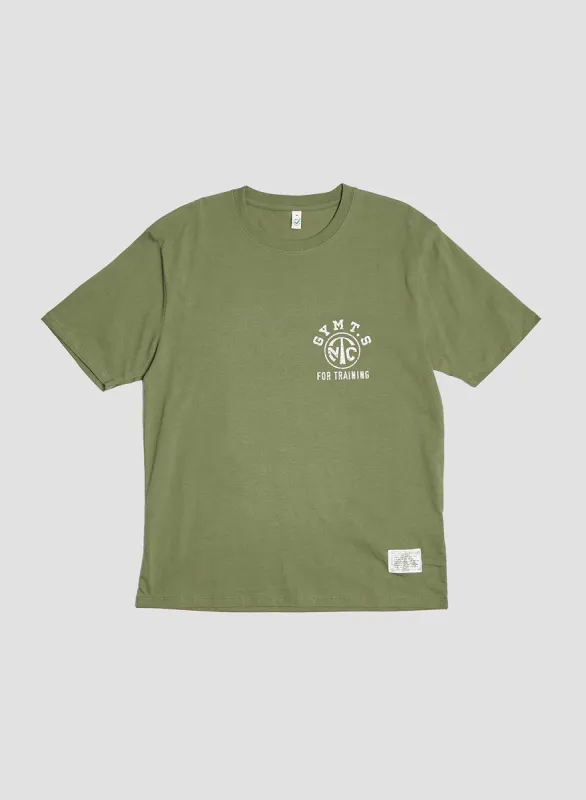 Gym Stencil Tee in Green sold by Nigel Cabourn