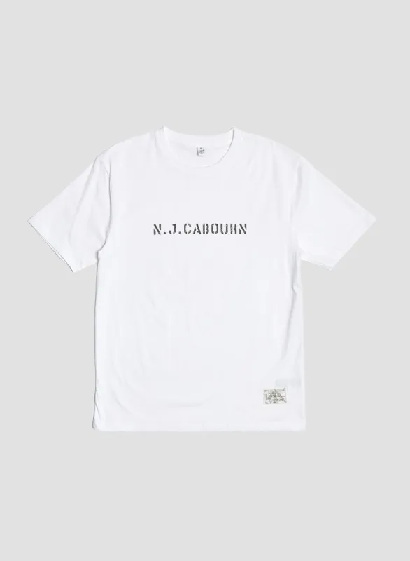 Cabourn Stencil Tee in White sold by Nigel Cabourn