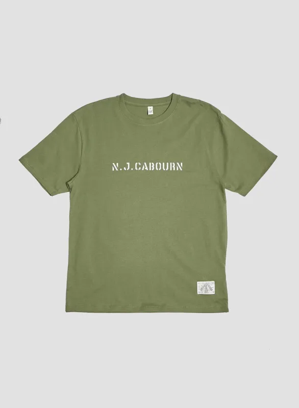 Cabourn Stencil Tee in Green sold by Nigel Cabourn
