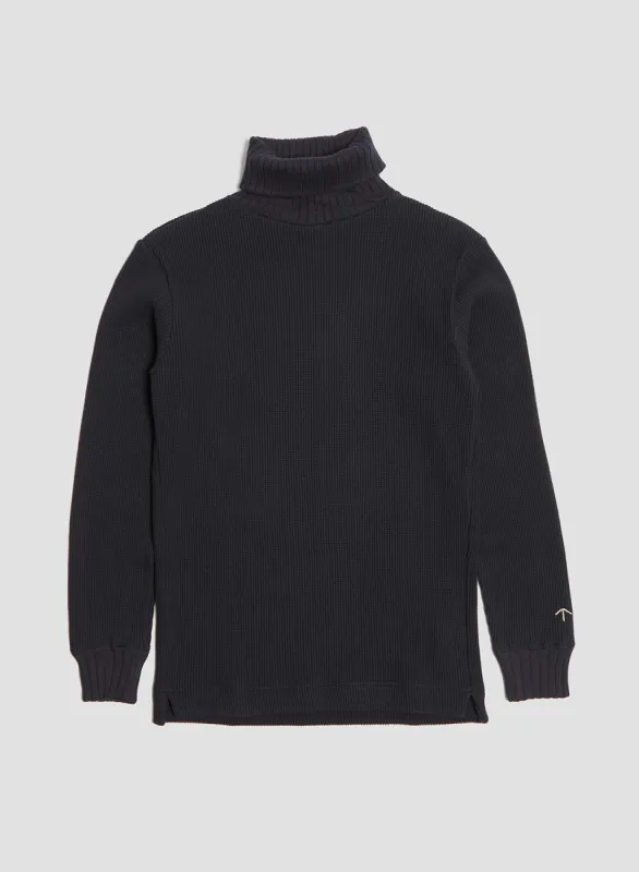 Turtle Neck Waffle in Dark Navy made by Nigel Cabourn